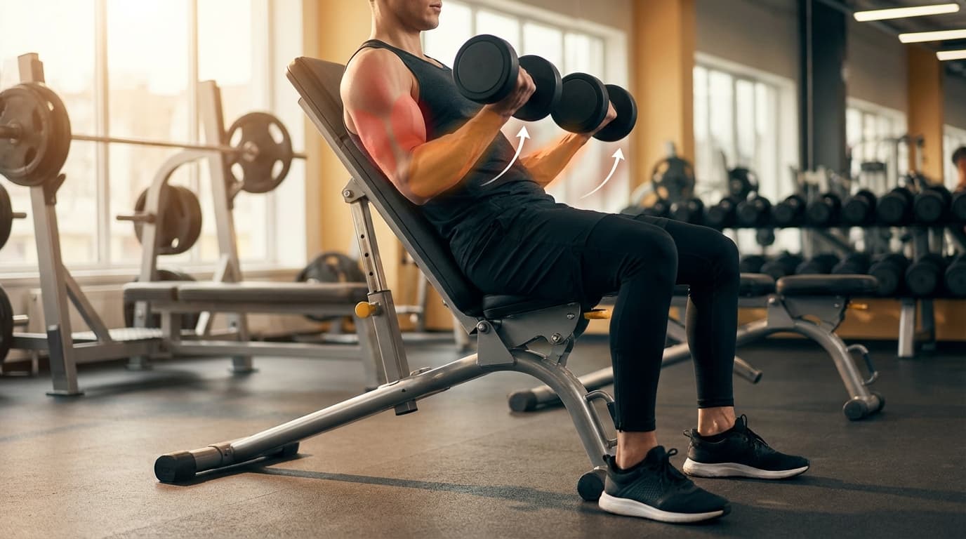 Curl incliné (Incline Dumbbell Curl)